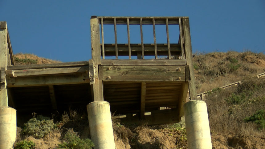 Stairs damaged by storm still in disrepair